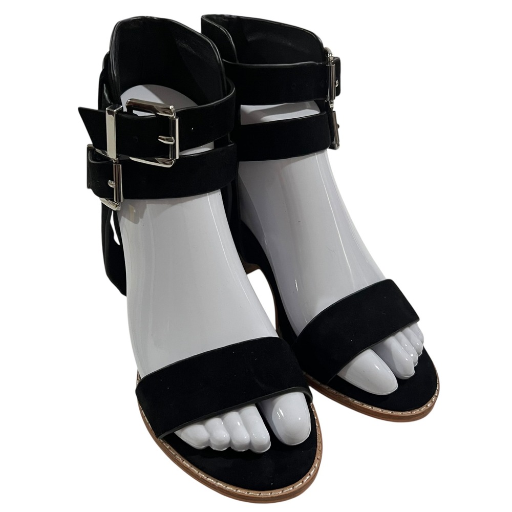 Sol Sana Porter II Black Buckle Suede Ankle‎ Strap Heel Sandals Size 36